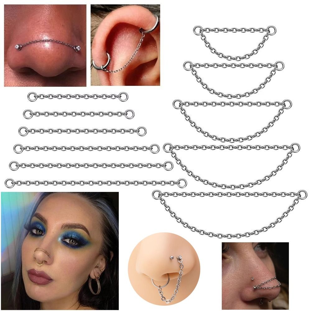 Body Jewelry And Piercing - Fashion Titanium Nose Chain Three Layer