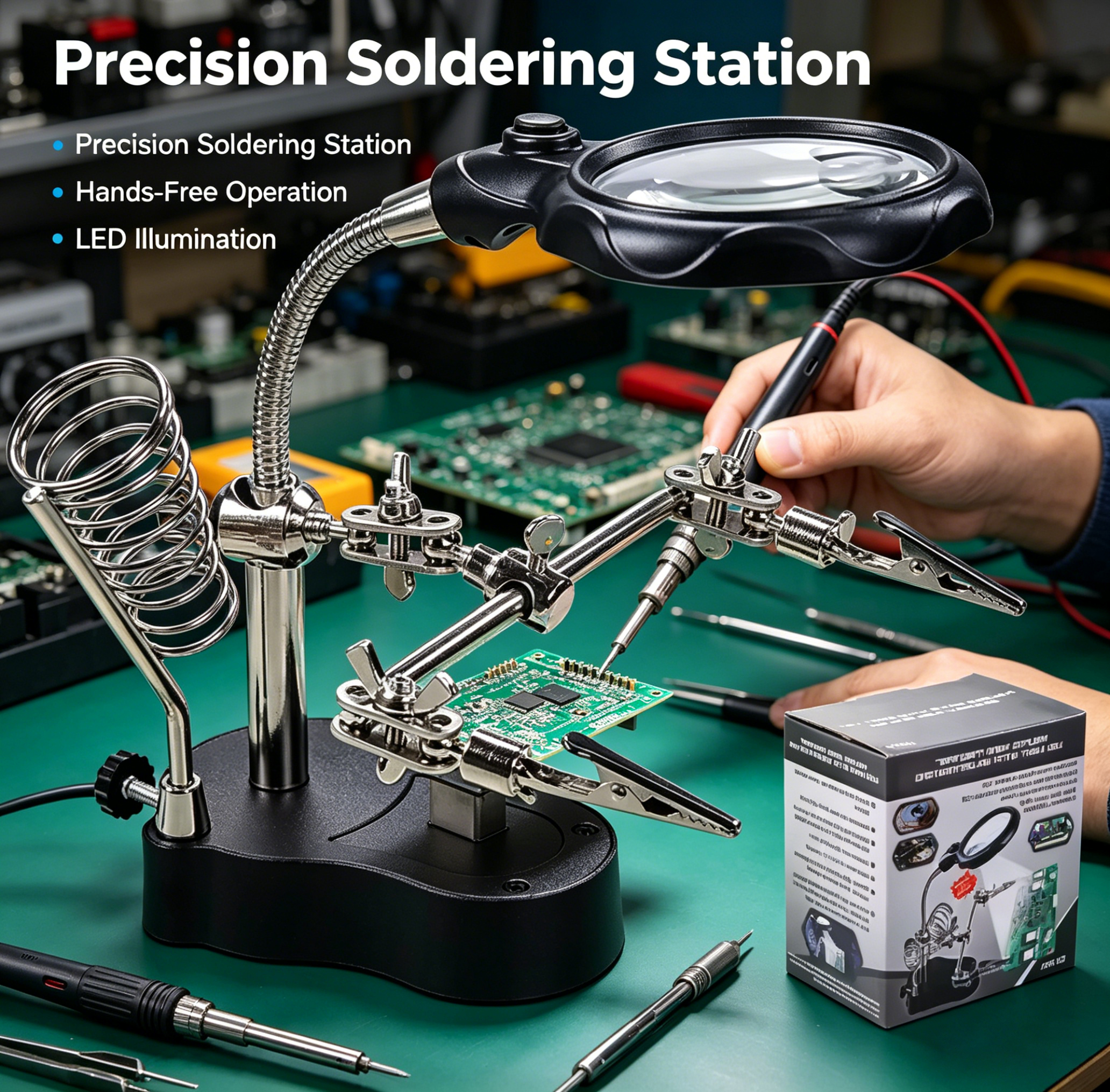 Body Jewelry Tool - Helping Hands Soldering Station with LED