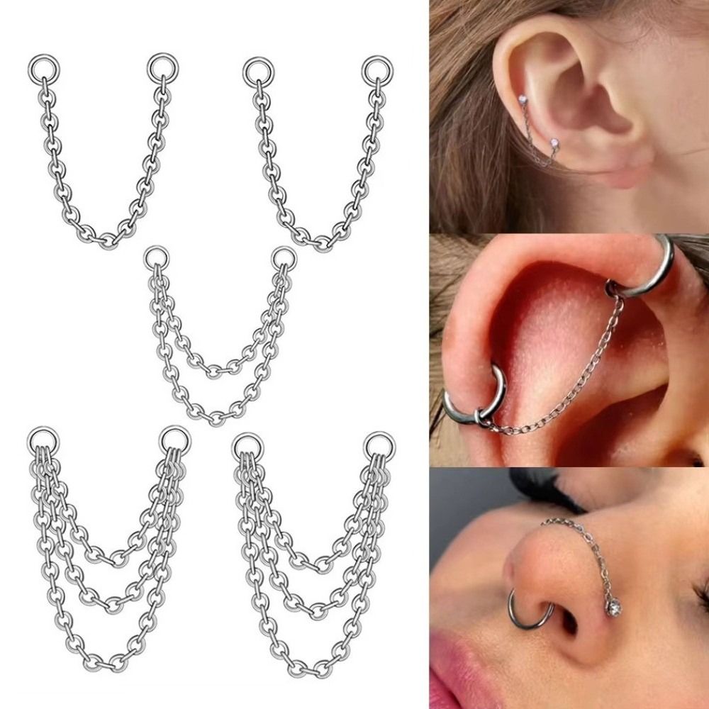 Titanium Nose Chain Three Laye – Body Jewelry And Piercing Bewertung und Preis