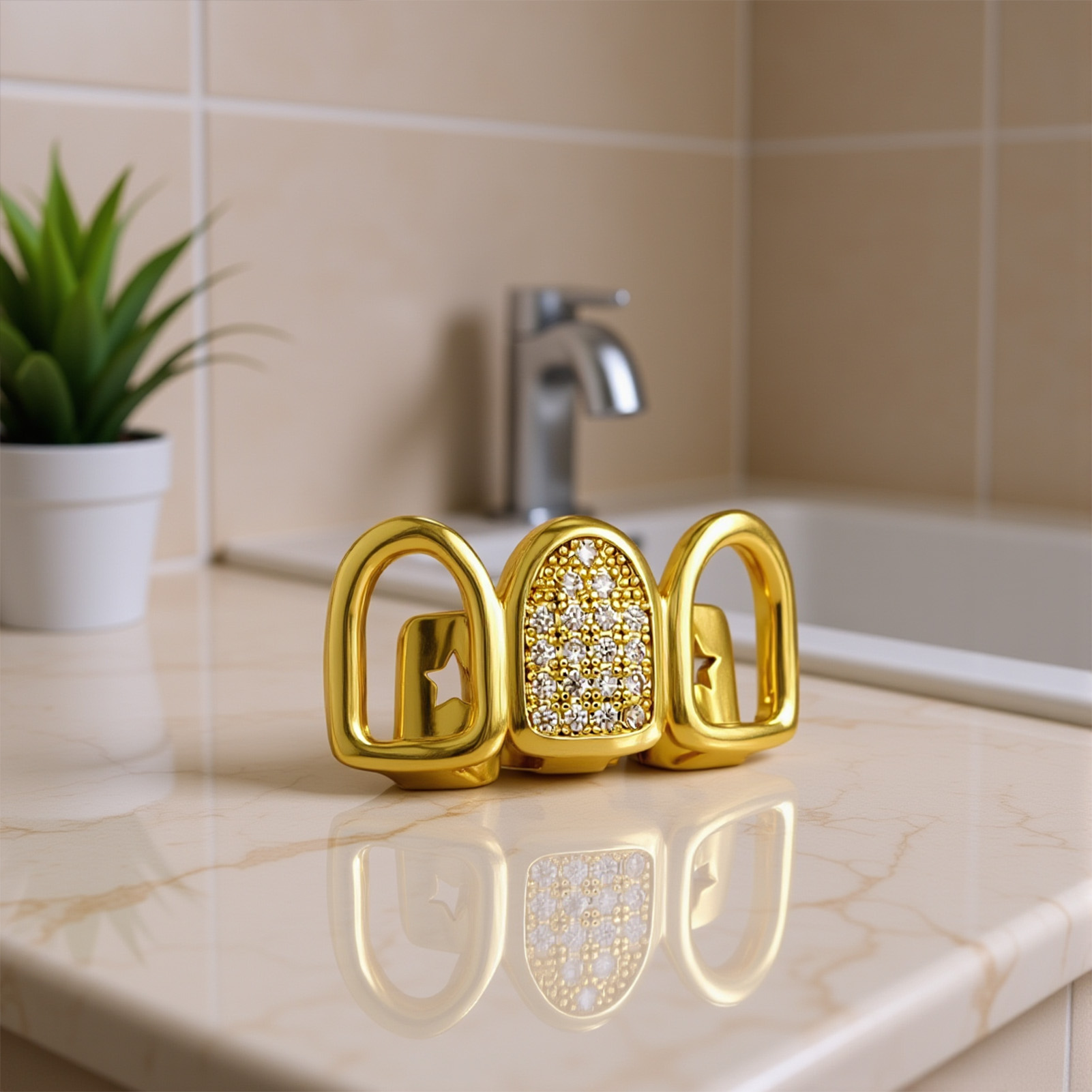Rhinestone Teeth Cover Gold Pl – Body Jewelry And Piercing Bewertung und Preis