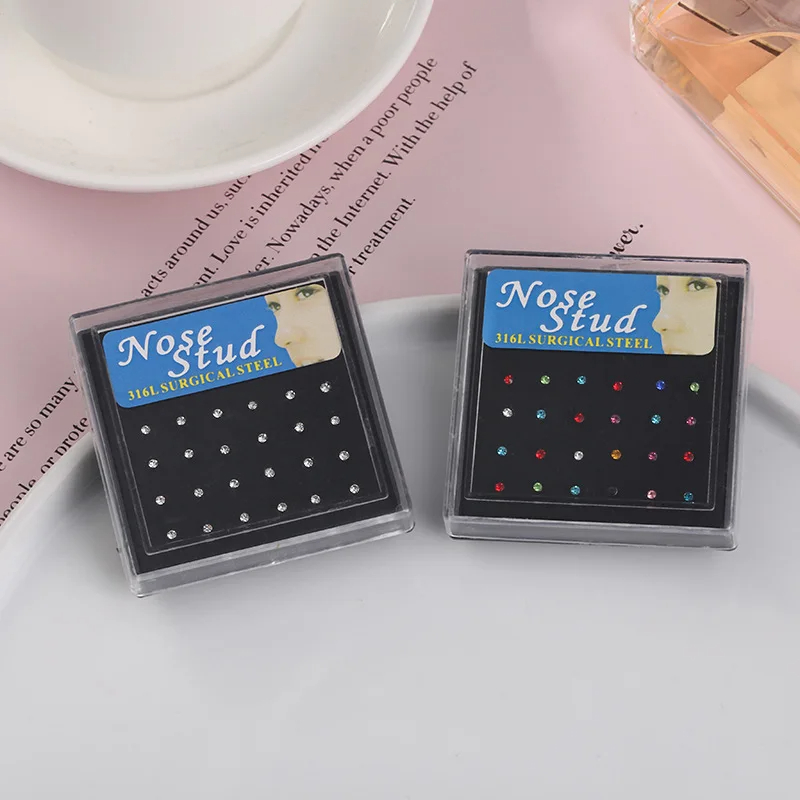 24pcs/box Crystal Nose Ring St – Body Jewelry Jewelry Box Bewertung und Preis