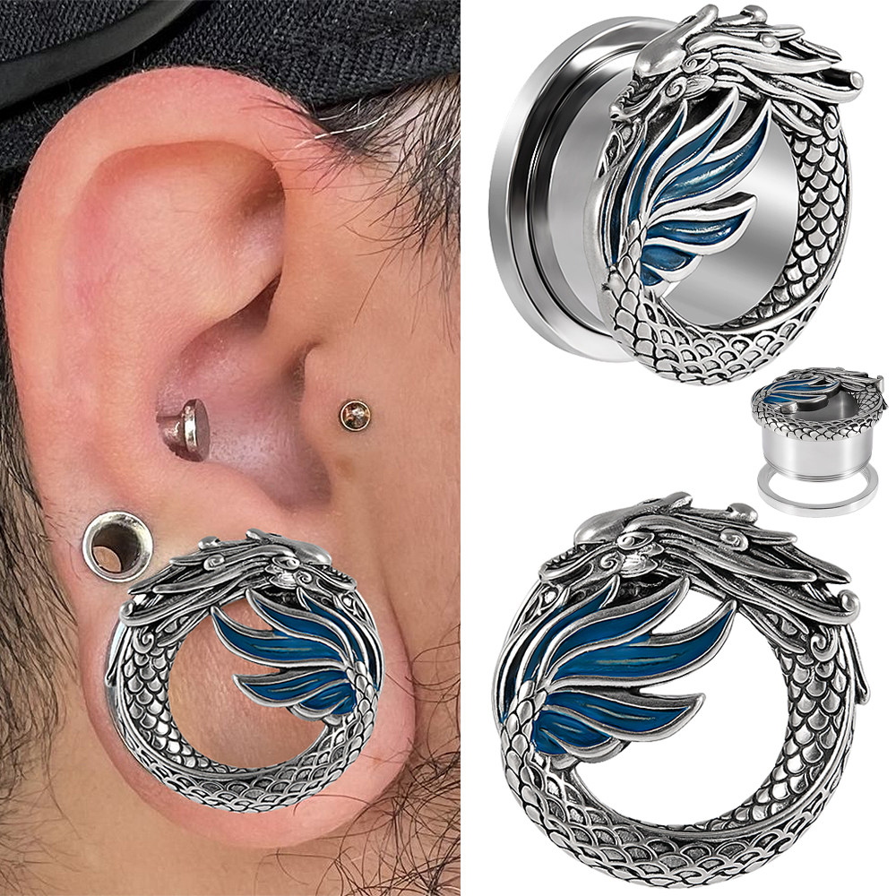1-2PCS Vintage Chiness Dragon  – Body Jewelry Gauges Bewertung und Preis