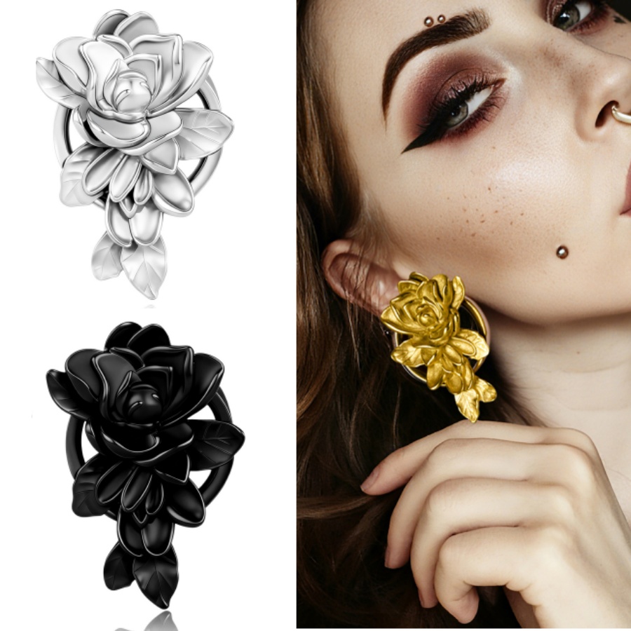 Doearko 2PCS  Flower Ear Gauge – Body Jewelry Gauges Bewertung und Preis