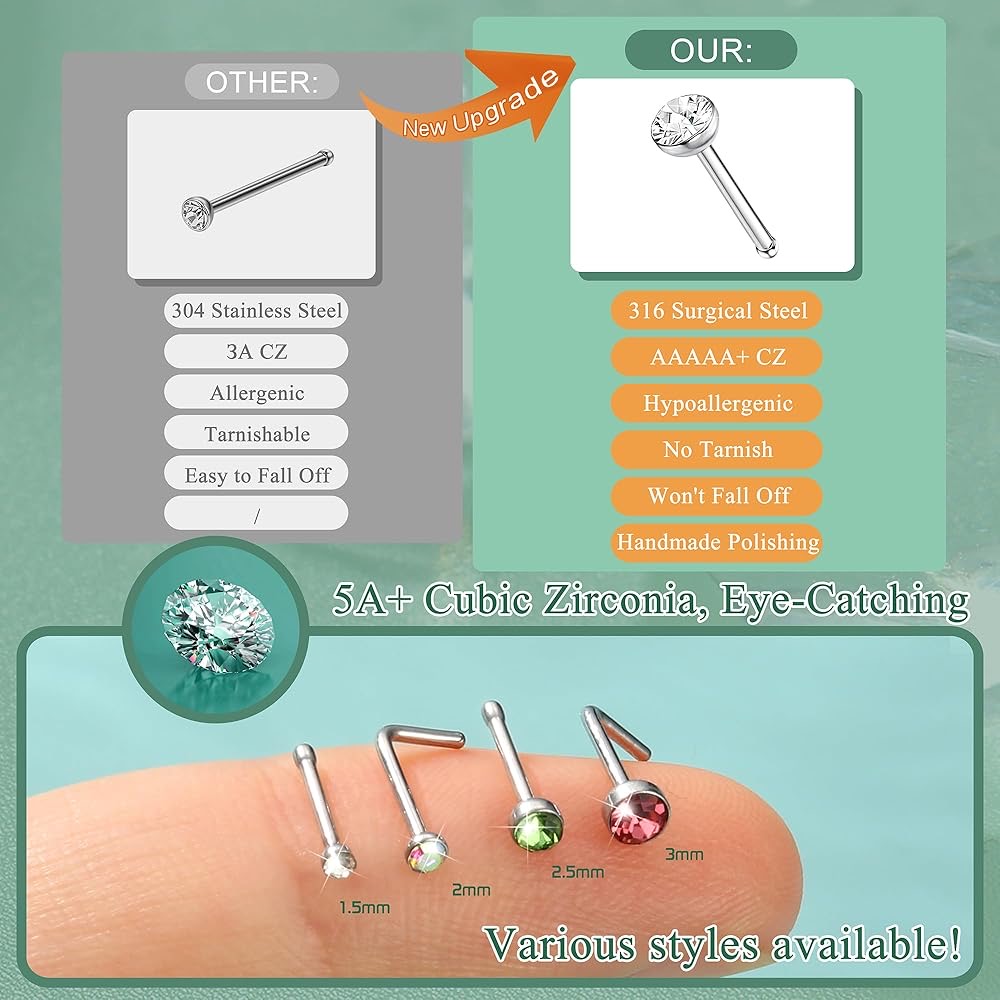 Crystal Surgical Steel Nose St – Body Jewelry Jewelry Box Bewertung und Preis