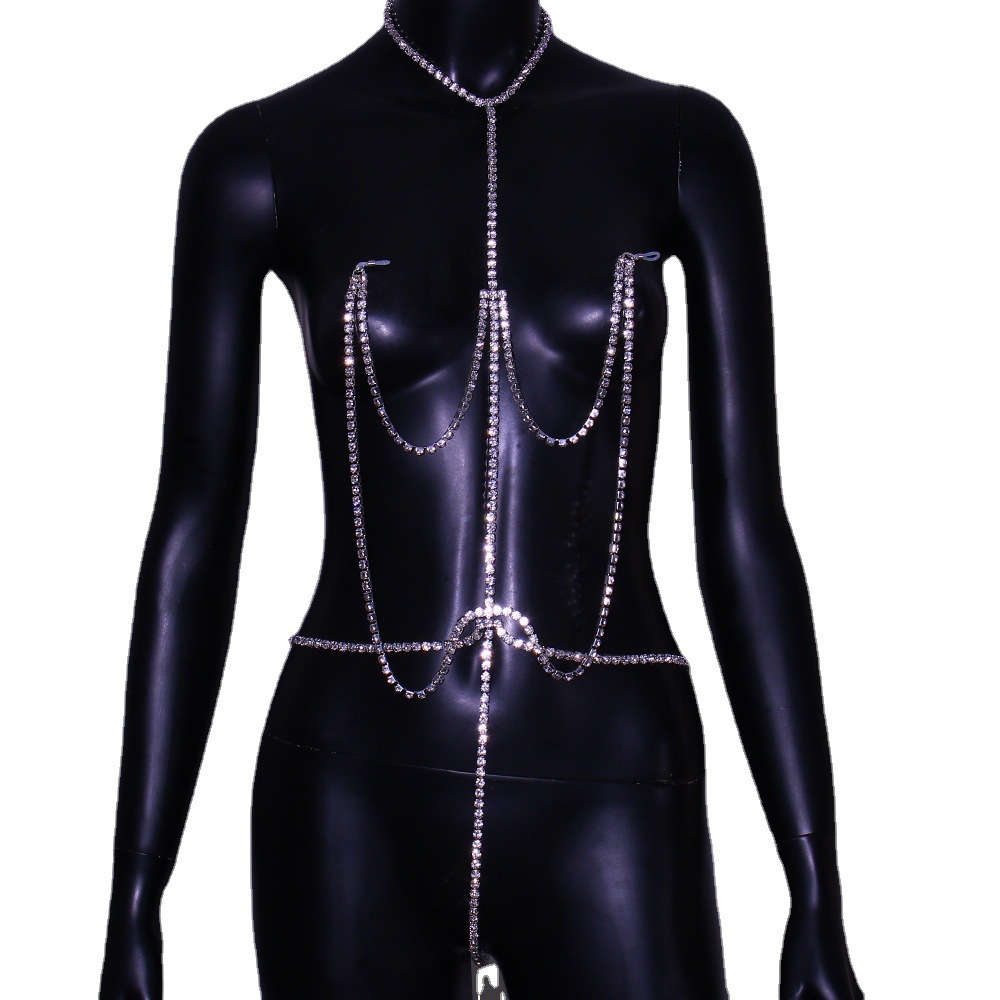 Chest Chain Sexy Rhinestone Ni – Body Jewelry Nipple Chain Bewertung und Preis