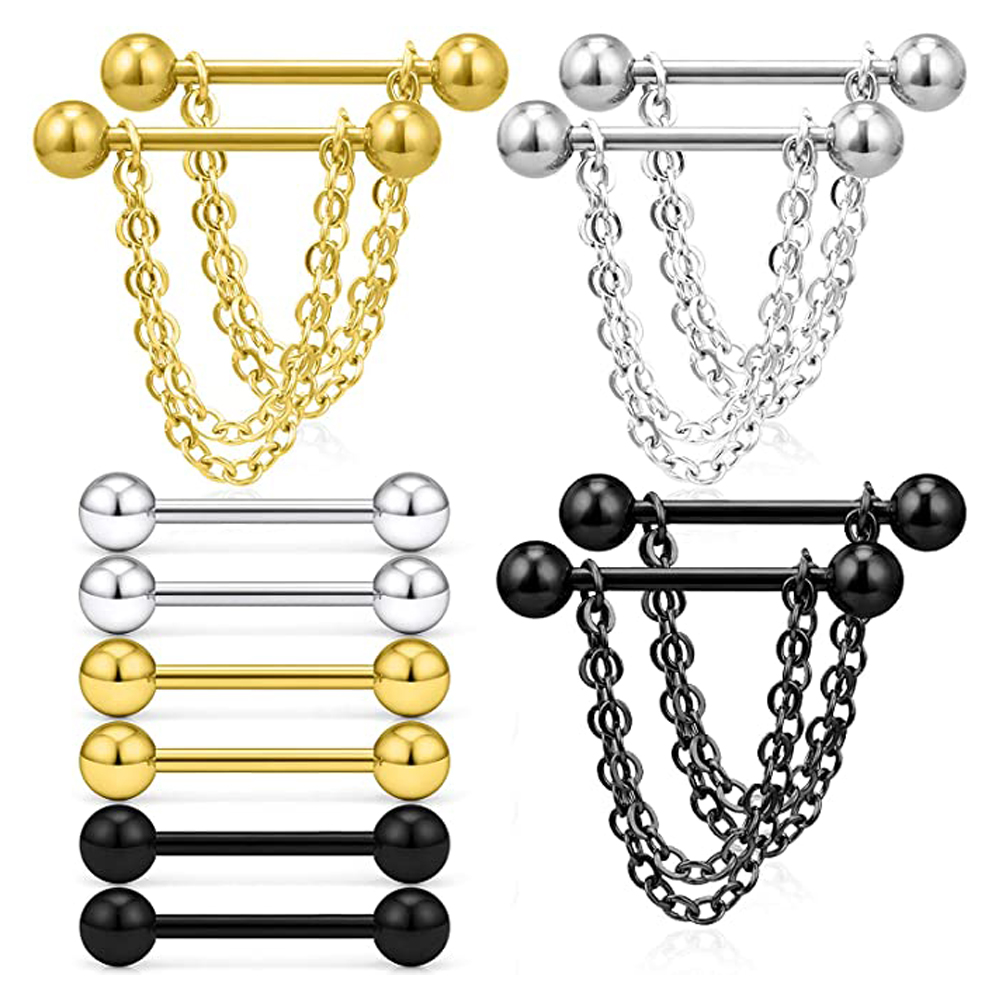 6 Pairs Nipple Rings 14G Surgi – Body Jewelry Nipple Chain Bewertung und Preis