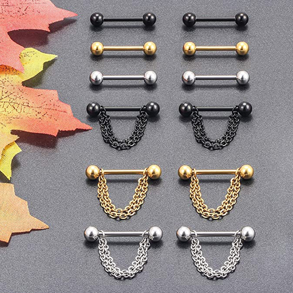 6 Pairs Nipple Rings 14G Surgi – Body Jewelry Nipple Chain Bewertung und Preis