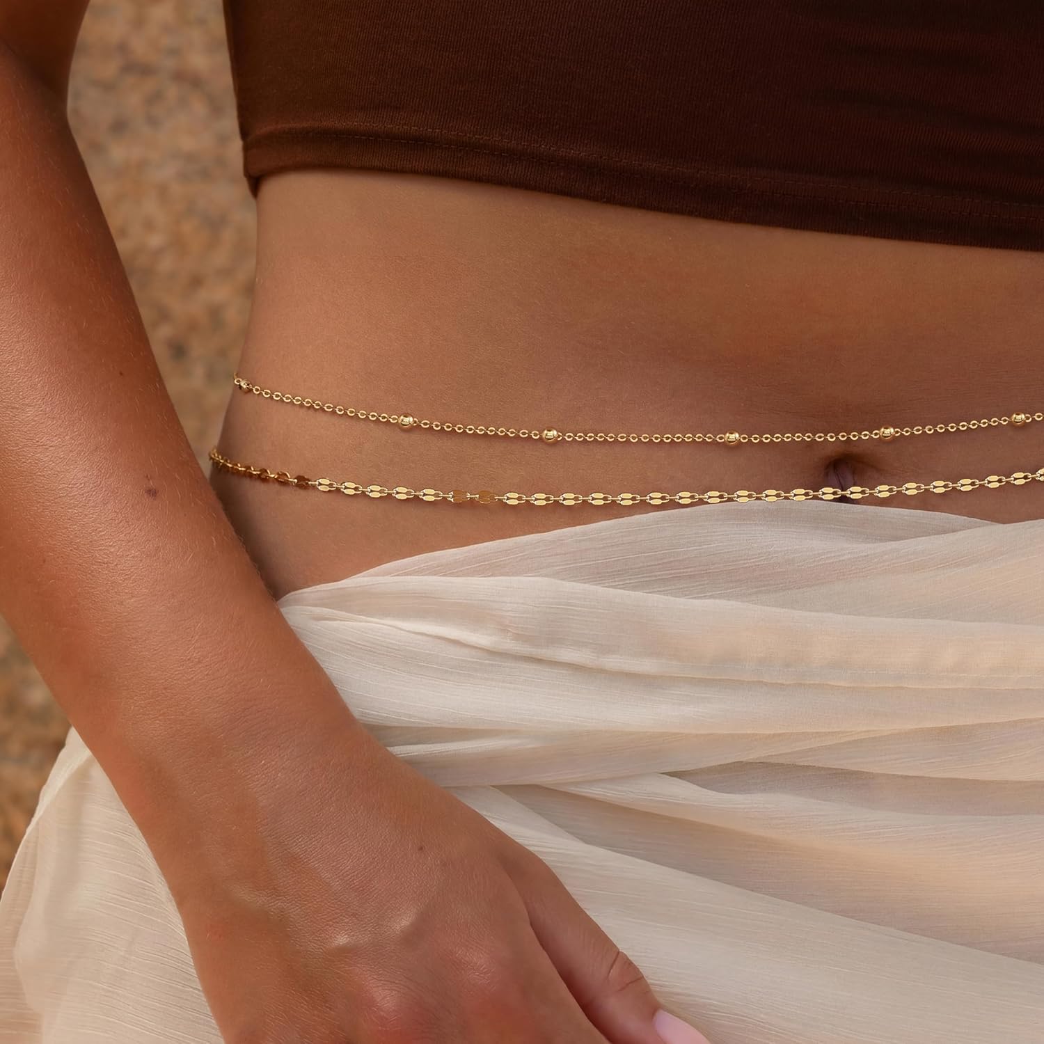 14K Gold Plated Waist Chain Wo – Body Chain Jewelry Bewertung und Preis